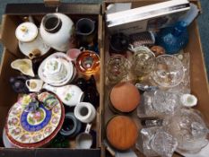 A good lot to include two boxes of ceramics and glassware comprising Aynsley, Limoges, Chodzies,