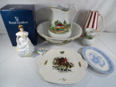 A mixed lot of ceramics to include a three piece wash set by Bisto,