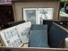 A vintage suitcase containing seven The War Illustrated books,