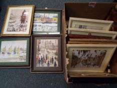 A large quantity of framed prints of varying sizes predominantly Lowry prints