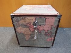 A large Map of the World trunk approx 46cm x 47cm x 46.