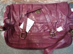 Designer handbags -two leather Martine Wester oversized city handbags, plum coloured,