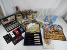 A good mixed lot to include plated flatware, five diecast model motor vehicles, Royal Commemorative,
