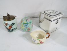 A good lot to include a cube teapot from the Cube Teapot Limited Company,