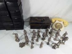 A good lot to include a vintage metal cash box with key,