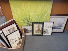 A large quantity of predominantly framed pictures of varying sizes to include prints, embroideries,