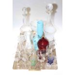 Two glass decanters,