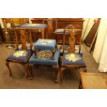 Five various 19th Century and later dining chairs and four stools,