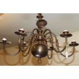 Large six branch brass light fitting