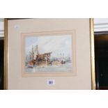 Clarkson Stanfield, Ships on the Thames, watercolour, signed lower right, 15cm x 20cm,