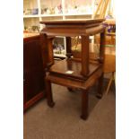 Pair Oriental style hardwood lamp tables