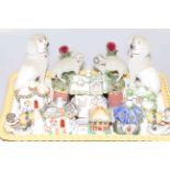Collection of Victorian Staffordshire including dogs, sheep,