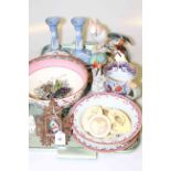 Adams lustre bowl, Beswick kingfisher, Dux parrot, Plitcha pig, Danish rabbit, Wedgwood Jasperware,