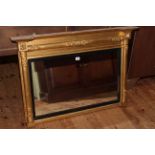 Regency rectangular gilt framed overmantel mirror