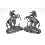 Pair of spelter marley horses