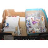 Box of stamps and first day covers