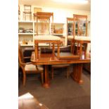 Universal Furniture Ltd extending dining table and leaf and six dining chairs (four single and two