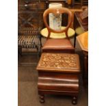 Victorian walnut and ebony inlaid rectangular side table, Victorian mahogany stool commode,