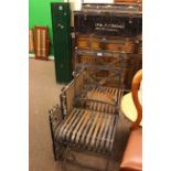 Gun cabinet, tin trunk, box, iron fender, corner linen bin,