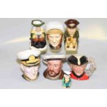 Royal Doulton 'Chelsea Pensioner' character jug and six other toby character jugs