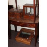 Burr walnut writing box, oak writing slope,