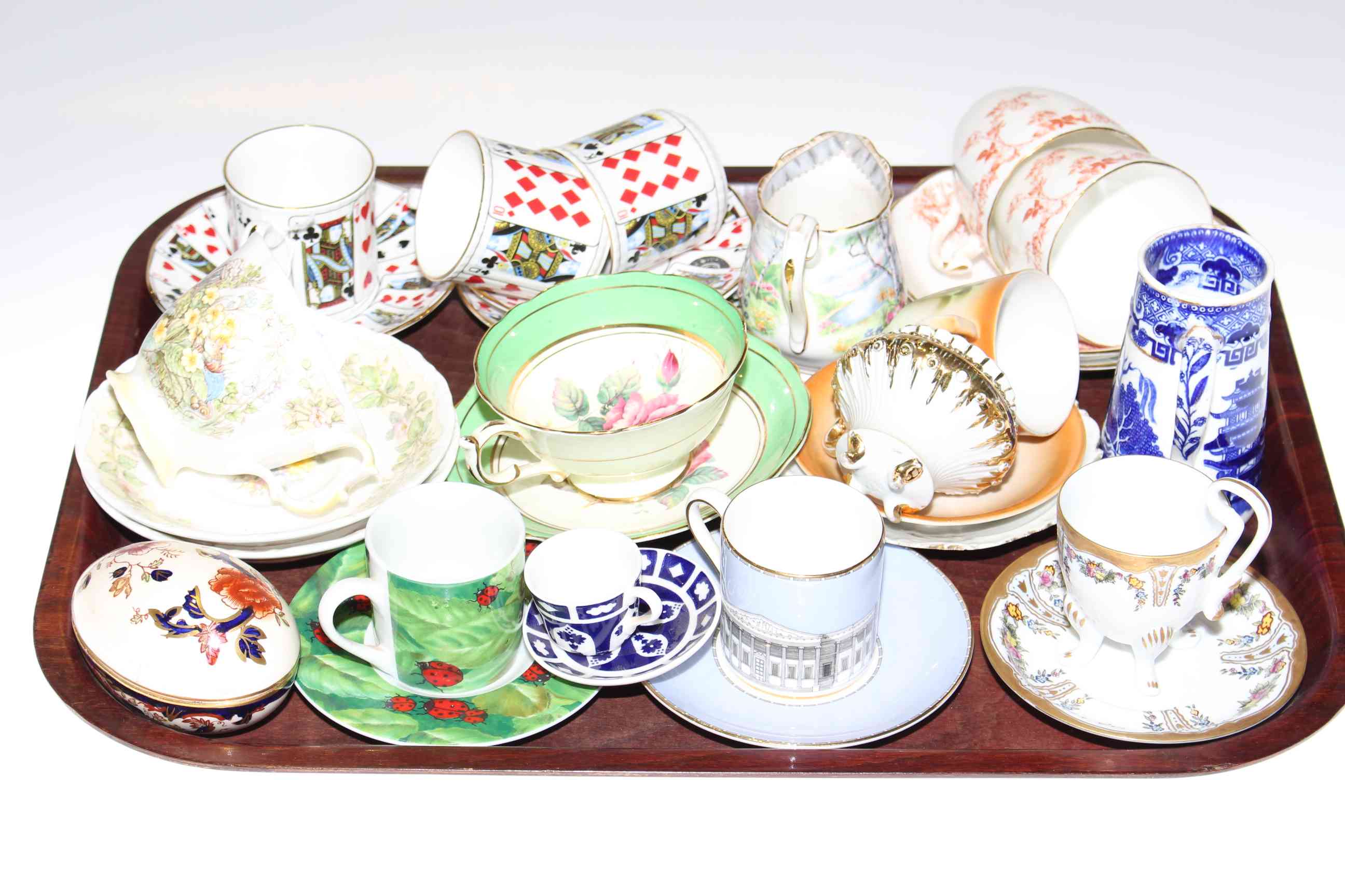 Cabinet cups and saucers including Wedgwood, Foley, Royal Doulton 'Spring',