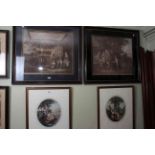 Collection of nine various framed prints including pencil signed ovals, Cries of London,