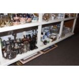 Collection of silver plate, pictures, mirrors, box cameras, china, glass,