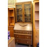 1920's/30's carved oak bureau bookcase