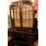 Mahogany mirror back sideboard and walnut china cabinet