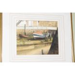 Richard Keldee, Coble at Staithes, signed, watercolour,