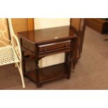 Oak canted corner single drawer hall table