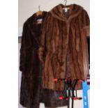 Two ladies fur coats and pair Diana Broadway ladies boots, size 4.