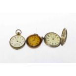 Two silver pocket watches and another (3)