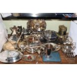 Large collection of silver plated wares including teaware, cutlery,