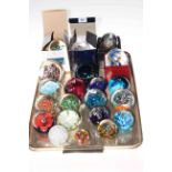 Collection of paperweights including Mdina, Caithness,