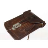 WWII Nazi leather map case, containing an invasion map and Defeat of England book,