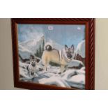 Ian Faux (contemporary), Husky Dogs in a snowy mountain setting, signed Ian Faux MA, 1998,