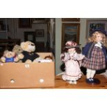 Selection of dolls and soft toys