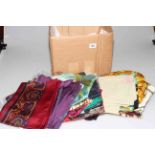 Box of silk and other scarves
