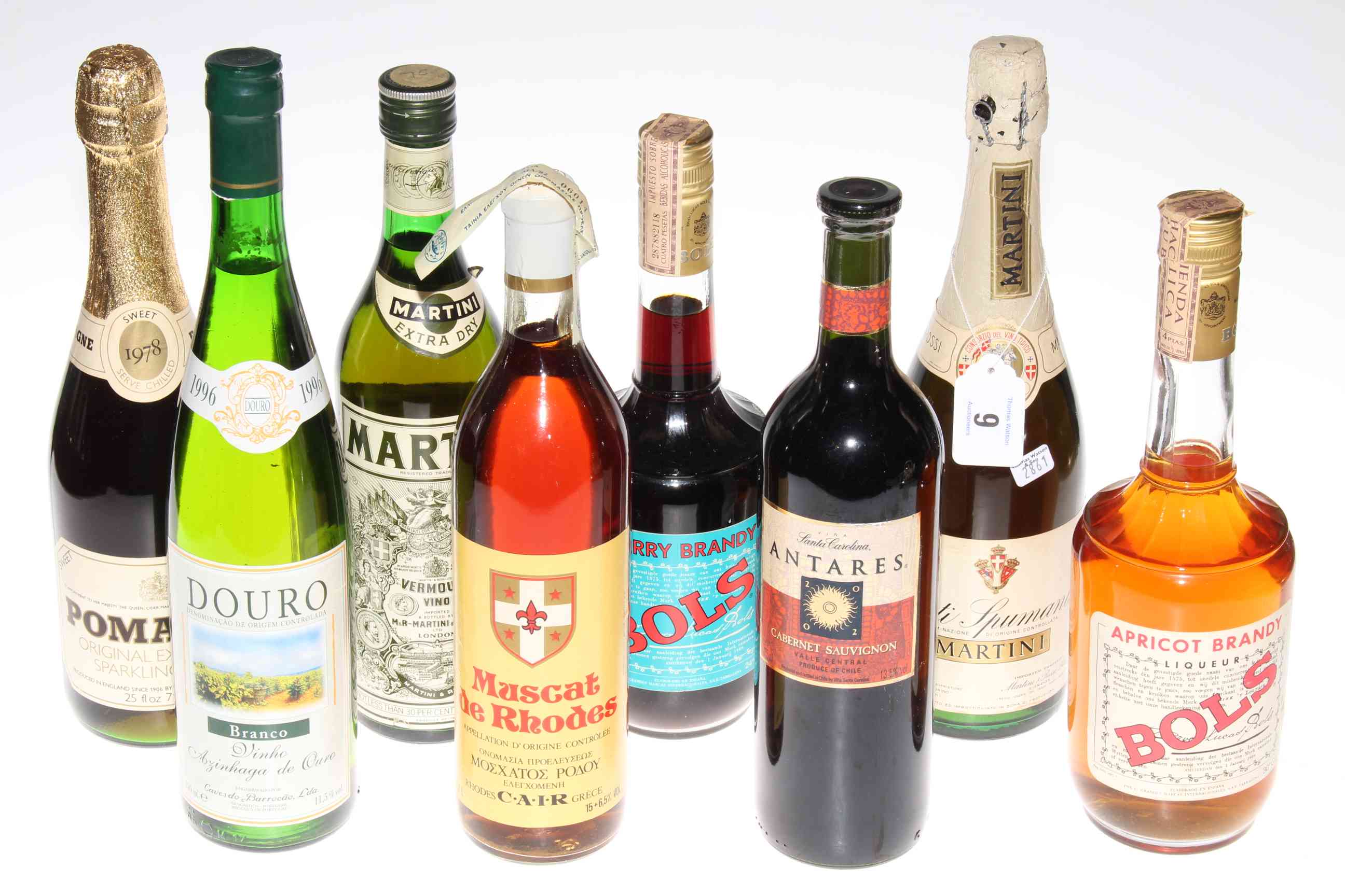 Eight bottles of wines and spirits