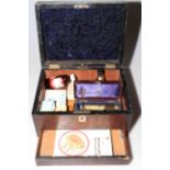 Antique box with cased brass microscope,