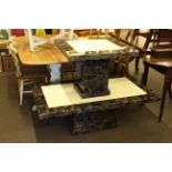 Two contemporary two tone marble occasional tables