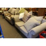 Pair three seater and two seater settees in light grey fabric
