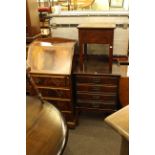 Slim mahogany four drawer bureau,