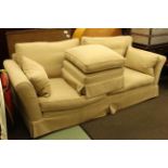 Barker & Stonehouse Berwick settee and pouffe in fawn fabric