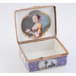 A FINE MAUVE GROUND SNUFF BOX, 18TH CENTURY, of rectangular shape,