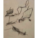 JOSEPH RICHARD BAGSHAWE (1870-1909), BOATS, unsigned, black crayon sketch,