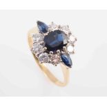 A SAPPHIRE AND DIAMOND RING,