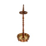 A 19TH CENTURY CHURCH WARDEN PIPE STAND, with slender turned stem and three apertures,